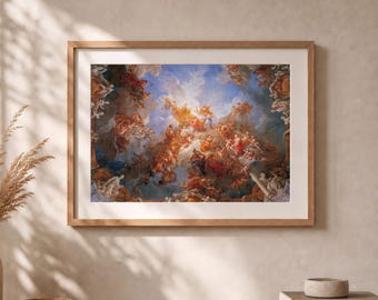 Greek Mythology Apotheosis of Hercules Wall Print | Renaissance Ceiling Fresco Museum Poster, Vintage Style Home Decor