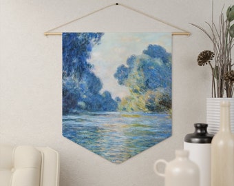 Monet Tapestry, Blue Tapestry, Landscape Painting, Blue Wall Decor, Art Tapestry, Blue Wall Hanging, Tree Decor, Fine Art, Nature Tapestry