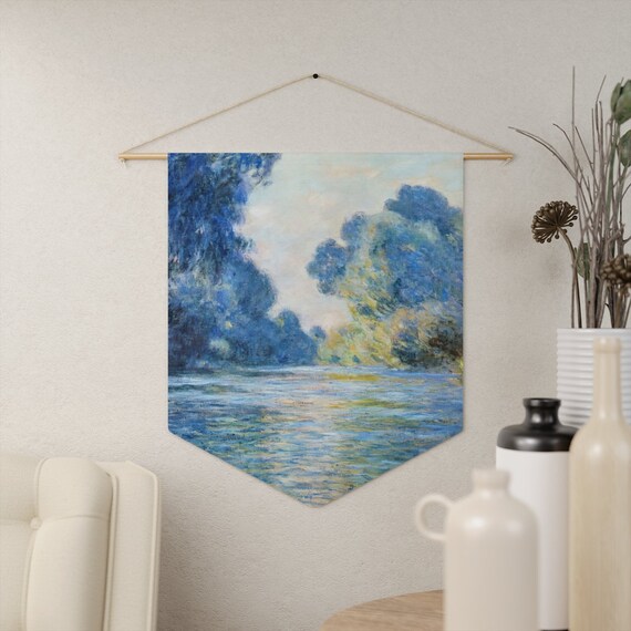 Monet Tapestry, Blue Tapestry, Landscape Painting, Blue Wall Decor, Art Tapestry, Blue Wall Hanging, Tree Decor, Fine Art, Nature Tapestry