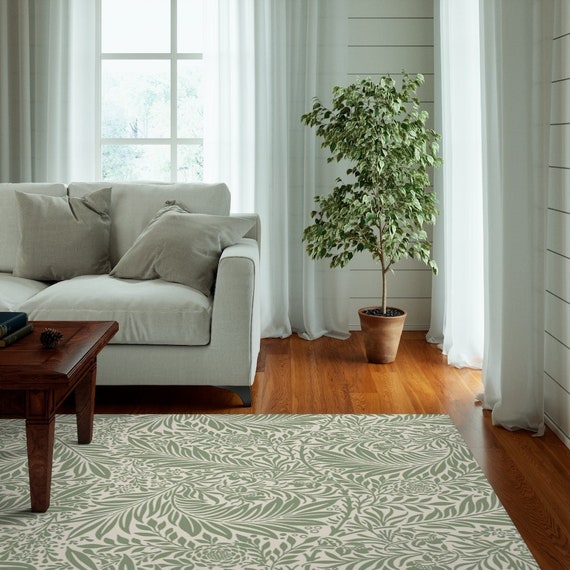 Green Rug, William Morris Rug, Botaical Decor, Leaf Rug, William Morris, Nature Rug, Area Rug, Accent Rug, Art Rug, Plant Rug, Leaf Decor