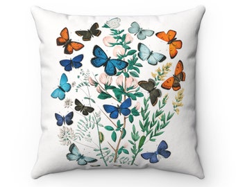 Butterfly Pillow, Moth Pillow, Botanical Pillow, Butterfly Decor, Vintage Botanical, Nature Pillow, Moth Decor, Nature Throw Pillow