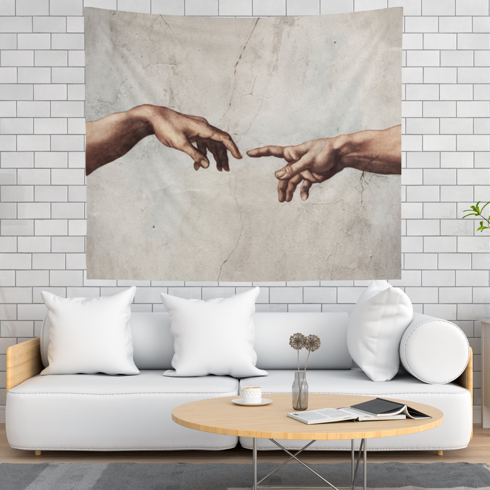 Creation of Adam Tapestry Michelangelo Tapestry Wall - Etsy