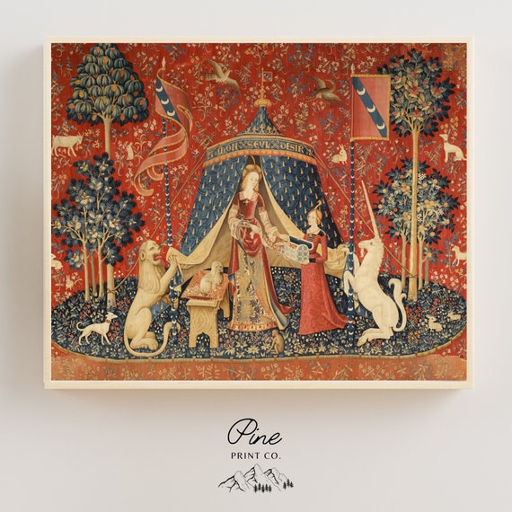 Medieval Print Lady and the Unicorn, 15th Century Mythology (Archival Matte Paper, Multiple Sizes, Vintage Wall Decor)