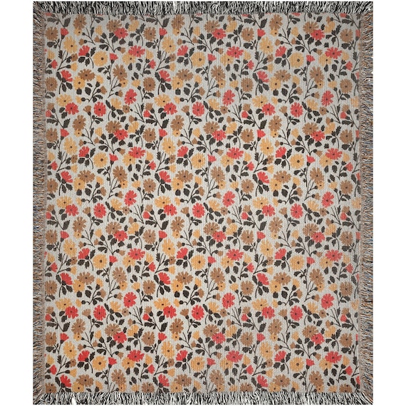 Floral Blanket, Woven Blanket, Floral Throw, Vintage Floral, Plant Blanket, Floral Bedding, Floral Decor, Boho Blanket, Cottagecore Decor