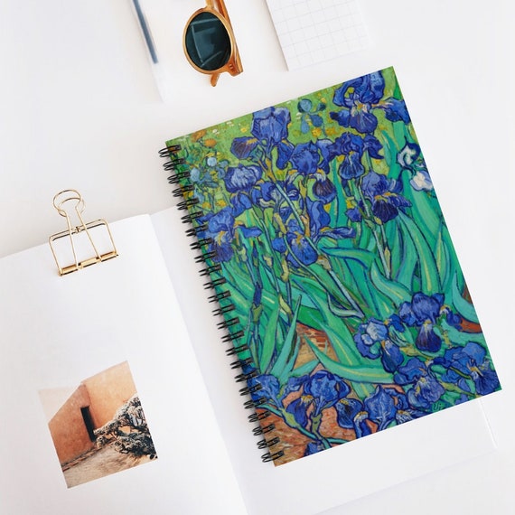 Van Gogh Notebook, Spiral Notebook, Van Gogh Irises, Floral Notebook, Art Notebook, Botanical Notebook, Blue Notebook, Plant Notebook