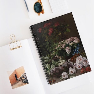 Monet Flowers Spiral Notebook | Spring Florals Ruled Journal, Vintage Style Writing Companion