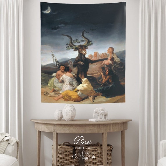 Witches Sabbath, Gothic Tapestry, Vintage Tapestry, Art Tapestry, Gothic Decor, Moon Tapestry, Witch Tapestry, Witch Decor, Gothic Wall Art