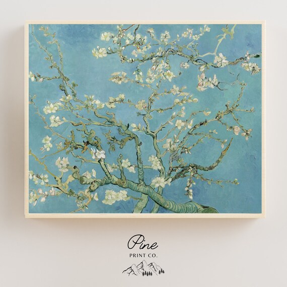 Van Gogh Print, Almond Blossoms, Floral Painting, Van Gogh Poster, Blue Wall Art, Fine Art Print, Vintage Painting, Vintage Nature