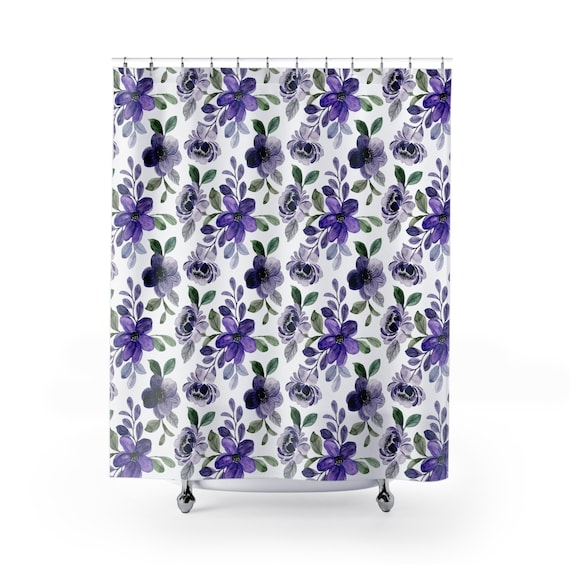 Purple Shower Curtain, Floral Shower Curtain, Purple Home Decor, Purple Bathroom, Purple Flowers, Nature Shower Curtain, Nature Bathroom