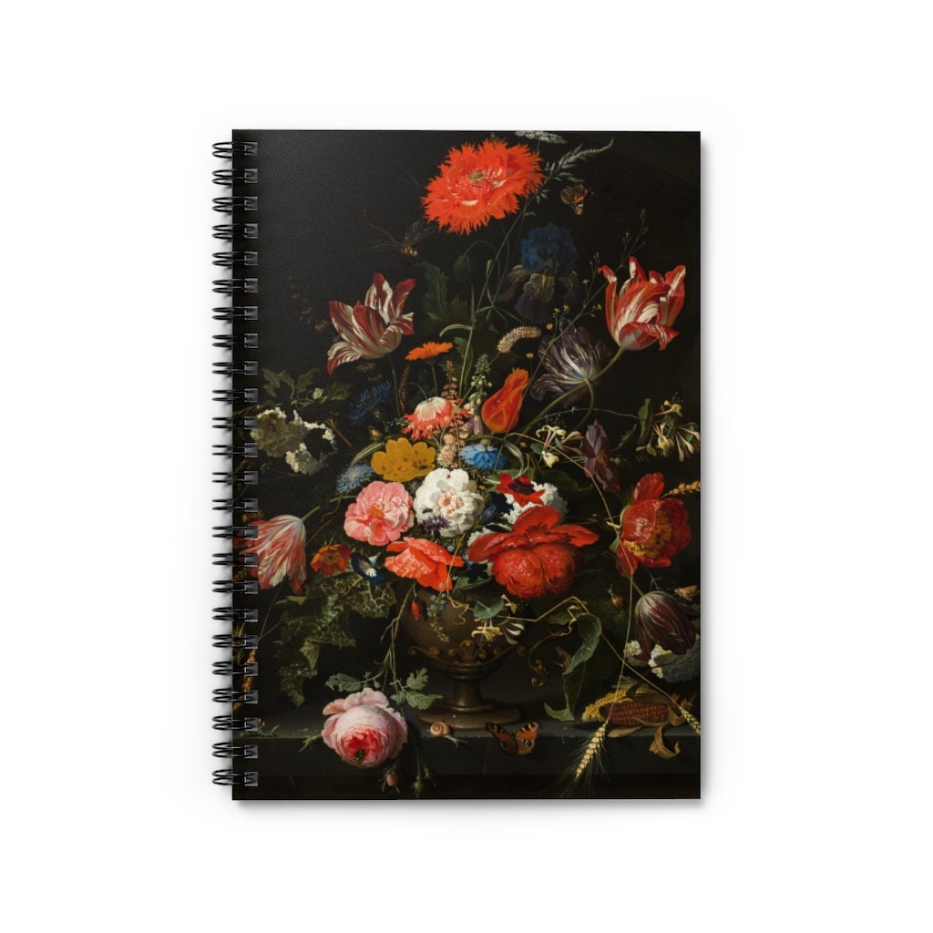 Carnet noir, Carnet floral, Cahier en spirale, Abraham Mignon
