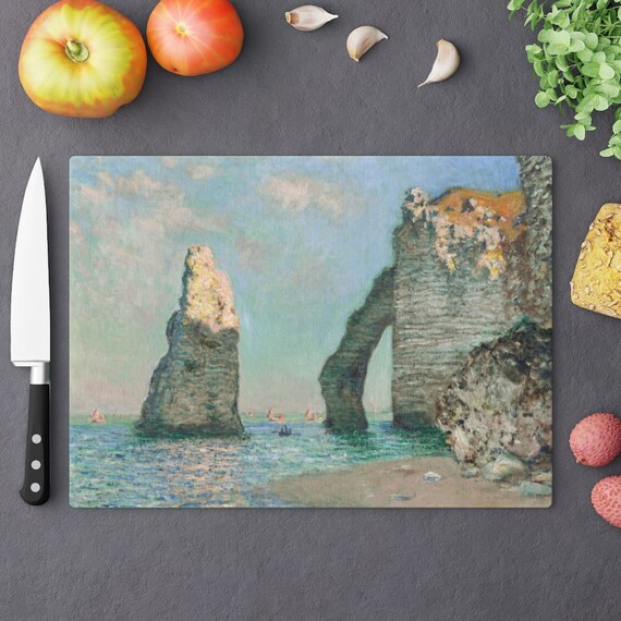 Monet Cutting Board, Beach Cutting Board, Claude Monet, Ocean Kitchen, Beach Kitchen, Ocean Cliffs, Ocean Painting, Monet Painting