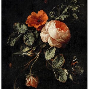 Rose Vintage Botanical Wall Print | Dark Gothic Floral Museum Poster, Classic Design Home Decor 13x18 cm / 5x7"