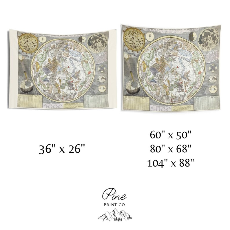 Vintage Zodiac Astrology Tapestry | Celestial Star Chart Wall Hanging, Witchy Cottagecore Accent Piece image 7