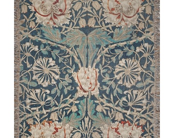 William Morris, Woven Blanket, Floral Blanket, Vintage Blanket, Vintage Floral, Art Nouveau Blanket, William Morris Decor, Botanical Blanket