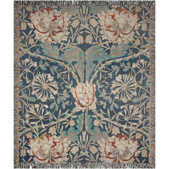 William Morris, Woven Blanket, Floral Blanket, Vintage Blanket, Vintage Floral, Art Nouveau Blanket, William Morris Decor, Botanical Blanket
