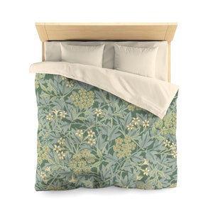 Pflanzen Bettbezug, William Morris Dekor, Cottagecore Bettwäsche, Grüne Bettwäsche, Botanische Bettwäsche, Vintage Bettdecke, Grüne Bettdecke