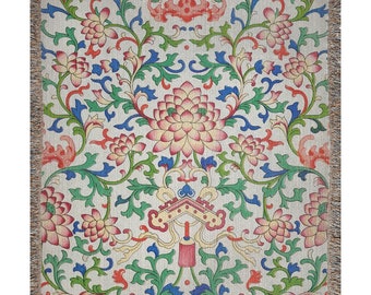 Kinesisk filt, vävd filt, asiatisk filt, vintagefilt, kinesisk inredning, asiatisk dekor, kinesiska sängkläder, kinesisk gåva, asiatiska sängkläder