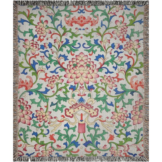 Chinese Blanket, Woven Blanket, Asian Blanket, Vintage Blanket, Chinese Decor, Asian Decor, Chinese Bedding, Chinese Gift, Asian Bedding