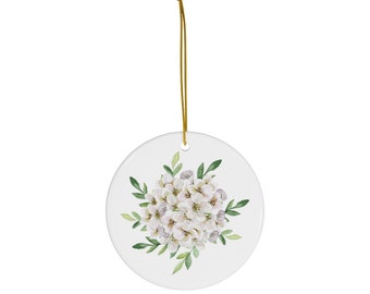 Christmas Ornament, White Ornament, Floral Ornament, Flower Ornament, Botanical Decor, Boho Ornament, White Flowers, Plant Ornament