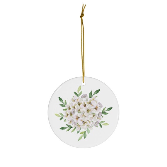 Christmas Ornament, White Ornament, Floral Ornament, Flower Ornament, Botanical Decor, Boho Ornament, White Flowers, Plant Ornament