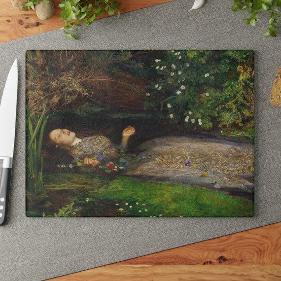 Art Cutting Board, Glass Cutting Board, John Everett Millais, Ophelia Painting, Fine Art Kitchen, Vintage Cutting Board, Fine Art Gift