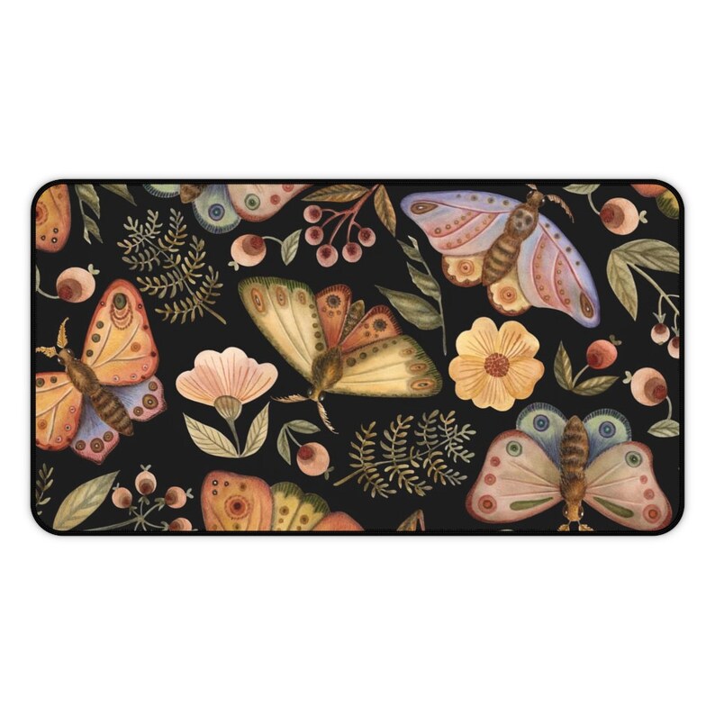 Tapis de bureau noir, décoration antimites, tapis de bureau botanique, tapis de bureau plante, tapis de souris nature, tapis de souris antimites, tapis de souris noir, tapis de bureau bohème, décoration végétale image 7