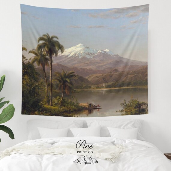 Nature Tapestry, Palm Tree Decor, Mountain Tapestry, Vintage Tapestry, Fine Art Tapestry, Nature Wall Hanging, Tropical Tapestry, Tree Art