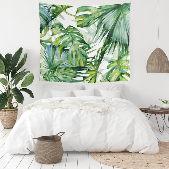 Tropical Tapestry, Botanical Tapestry, Monstera Wall Art, Plant Tapestry, Green Tapestry, Nature Tapestry, Plant Wall Art, Tropical Wall Art