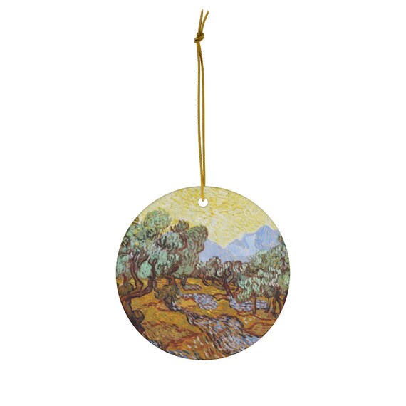 Van Gogh Ornament, Art Ornament, Olive Tree, Christmas Ornament, Ceramic Ornament, Nature Ornament, Tree Painting, Van Gogh Painting