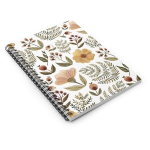 Notatnik spiralny Boho | Linia w stylu botanicznym z akwarelami, kwiatowy towarzysz pisania zdjęcie 4