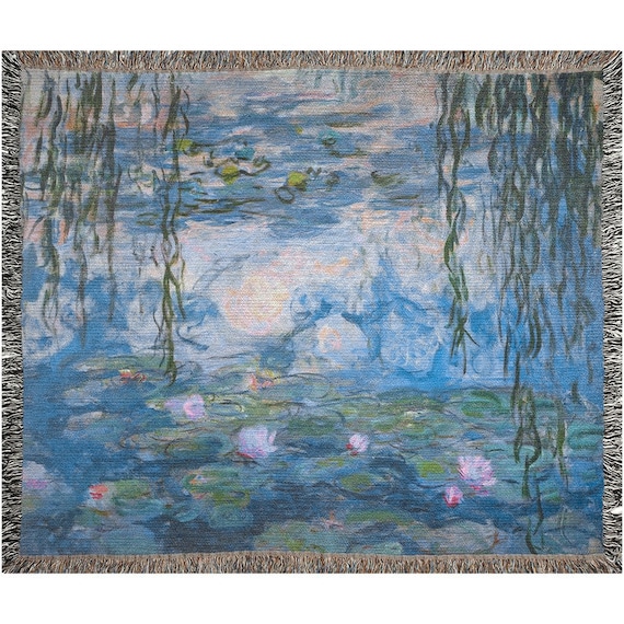 Claude Monet Blanket, Woven Blanket, Water Lilies Monet, Fine Art Blanket, Purple Throw Blanket, Monet Decor, Vintage Blanket, Art Blanket