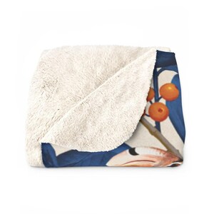 Moth Sherpa Blanket | Inspired Blue Orange Fleece Throw, Snuggle Travel Plush Essential image 4