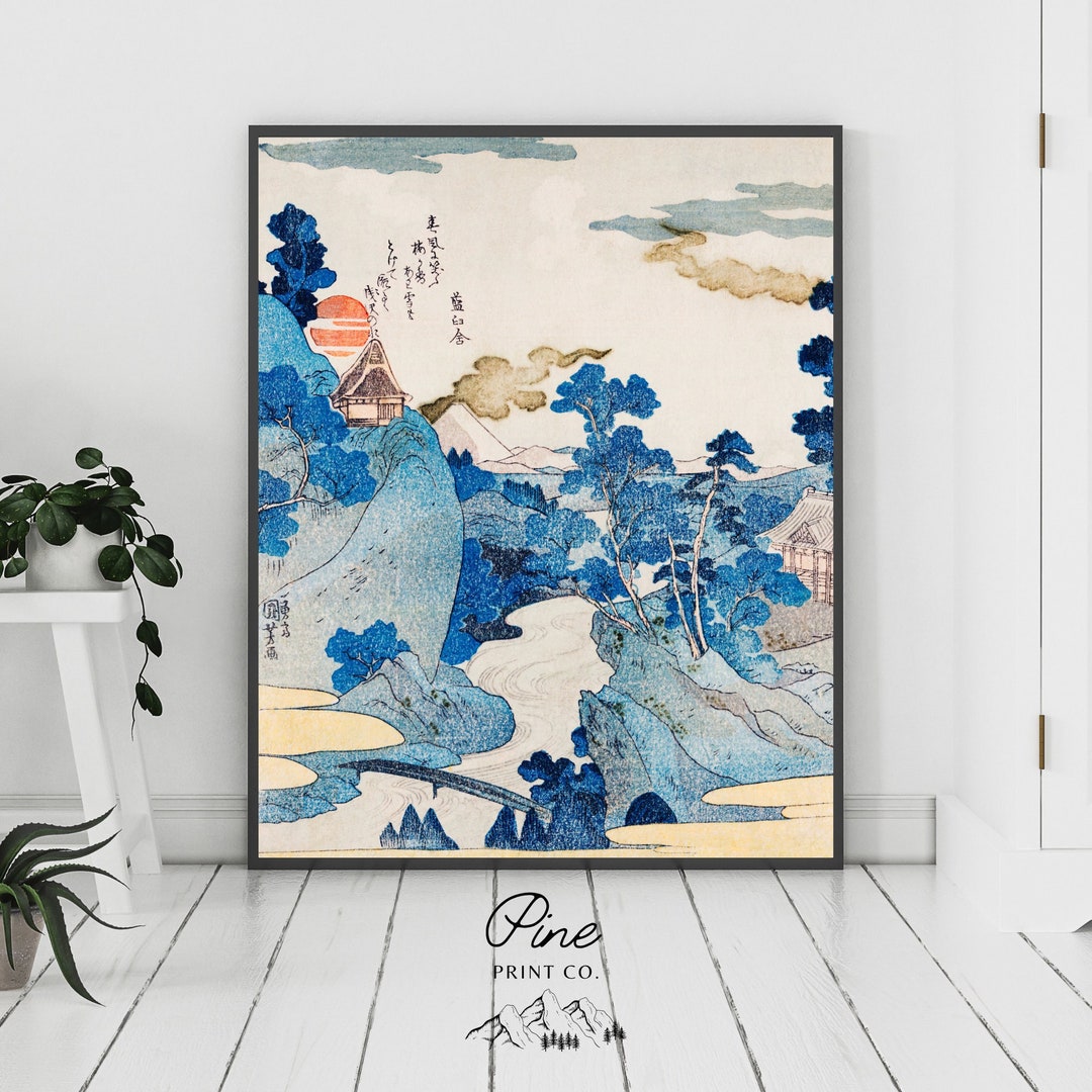 Japanese Poster | Vintage Asian Art, Woodblock Print, Blue Wall Art - Etsy