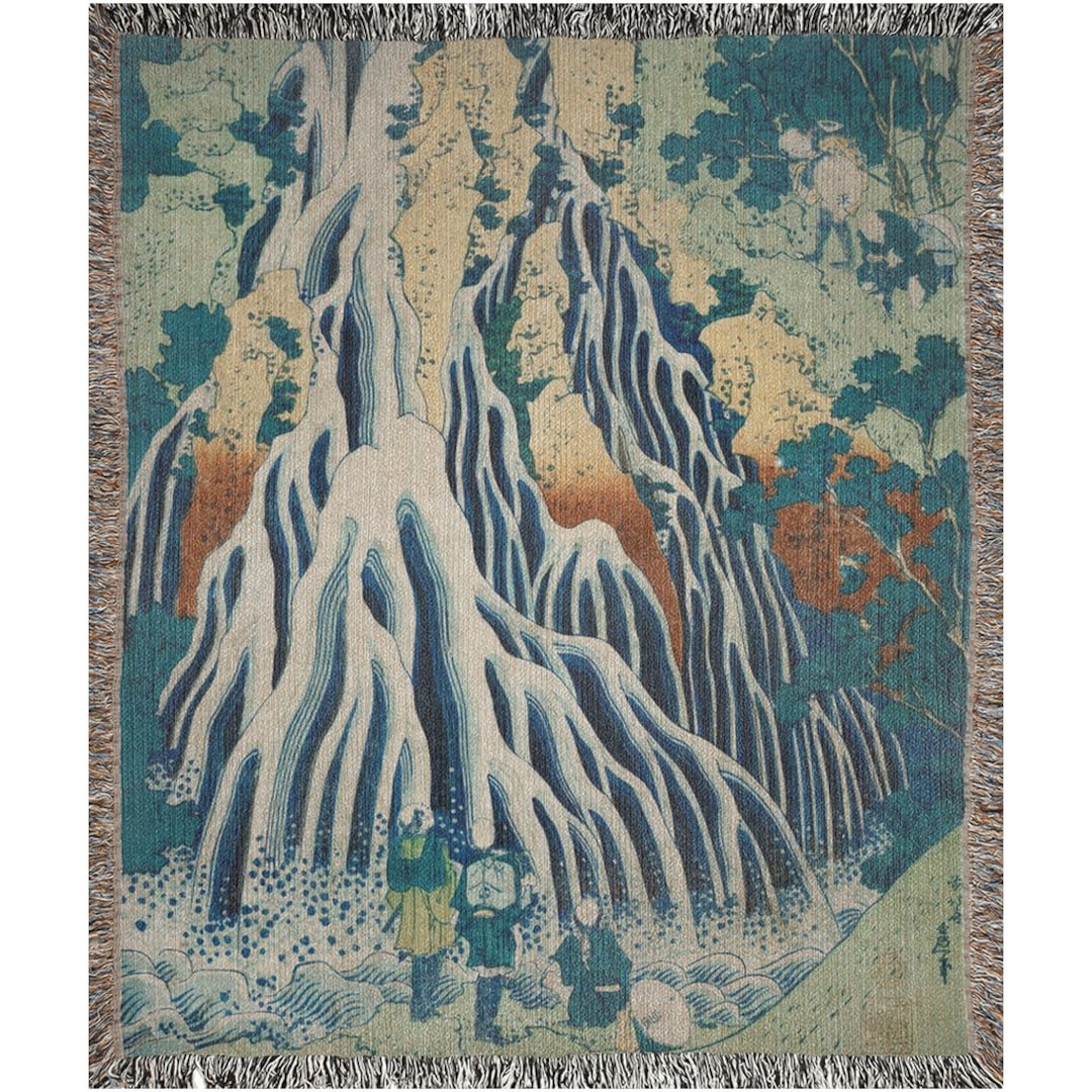 Japanese Blanket, Woven Blanket, Japanese Waterfall, Vintage Japanese