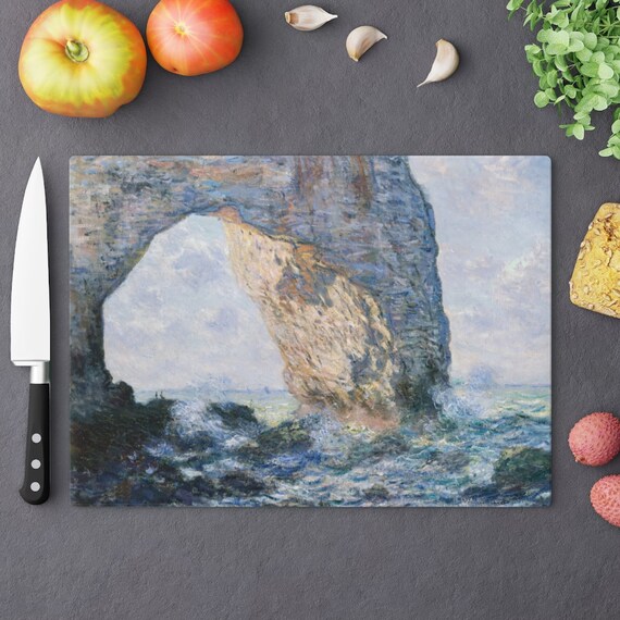 Monet Cutting Board, Ocean Cutting Board, Claude Monet, Ocean Kitchen, Beach Kitchen, Ocean Cliffs, Ocean Painting, Monet Painting