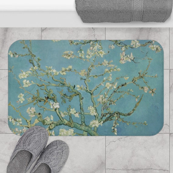Van Gogh Bath Mat, Blue Bath Mat, Almond Blossom, Van Gogh Decor, Blue Bath Mat, Floral Bath Mat, Floral Bathroom, Art Bathroom