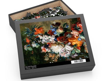 Black Puzzle, Floral Puzzle, Flower Puzzle, Nature Puzzle, Jigsaw Puzzle, Fine Art Puzzle, Floral Painting, Flower Painting, Nature Painting