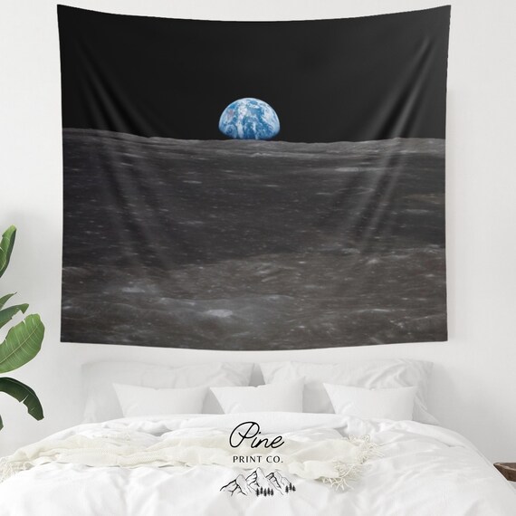 Space Tapestry, Earth Photo, Apollo 11, Moon Tapestry, Astronaut Decor, Space Decor, NASA Photo, Astrophotography, Space Image, NASA Decor