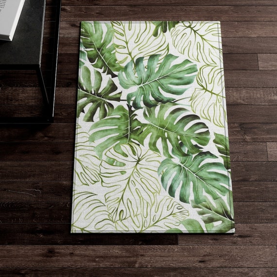 植物エリアラグ、観葉植物の装飾、植物ラグ、グリーンラグ、トロピカル