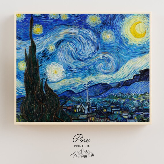 Starry Night Print, Van Gogh Print, Vincent Van Gogh, Van Gogh Painting, Moon Painting, Van Gogh Poster, Fine Art Print, Vintage Wall Art