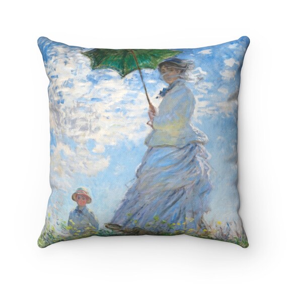 Monet Pillow, Woman with a Parasol, Claude Monet, Monet Decor, Fine Art Pillow, Victorian Pillow, Monet Home Decor, Vintage Pillow, Monet