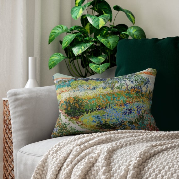 Art Lumbar Pillow, Van Gogh Pillow, Vincent Van Gogh, Van Gogh Decor, Boho Lumbar Pillow, Garden Painting, Art Throw Pillow, Van Gogh Gift