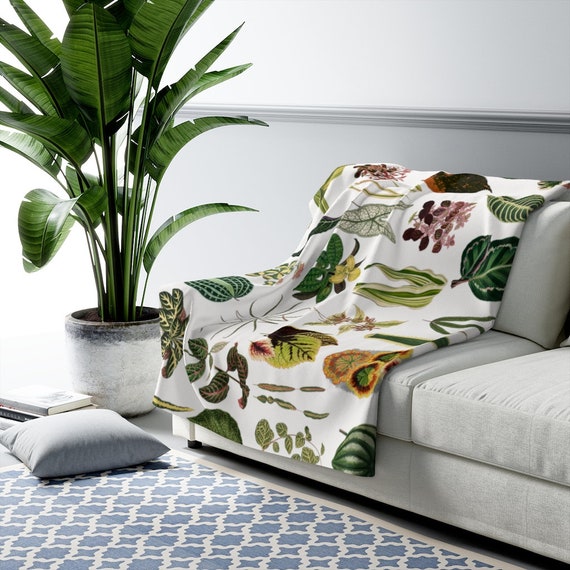Plant Blanket, Plant Lover Gift, Botanical Blanket, Nature Blanket, Houseplant Decor, Botanical Decor, Prayer Plant, Green Blanket