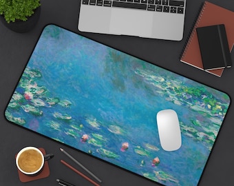 Claude Monet, Monet Desk Mat, Blue Desk Mat, Claude Monet Painting, Art Desk Mat, Monet Painting, Water Lilies Painting, Monet Water Lilies