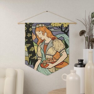 Art Nouveau, Woman Wall Art, Floral Decor, Hippie Home Decor, Woman Painting, Saphic Art, Flag Tapestry, Vintage Wall Art. Vintage Woman