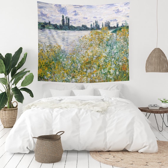 Claude Monet, Monet Wall Art, Impressionist Art, Botanical Tapestry, Monet Painting, Fine Art Tapestry, Plant Tapestry, Landscape Painting