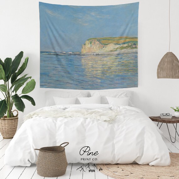 Claude Monet, Monet Tapestry, Blue Tapestry, Beach Tapestry, Ocean Tapestry, Monet Art, Ocean Wall Hanging, Ocean Decor, Beach Oil Painting