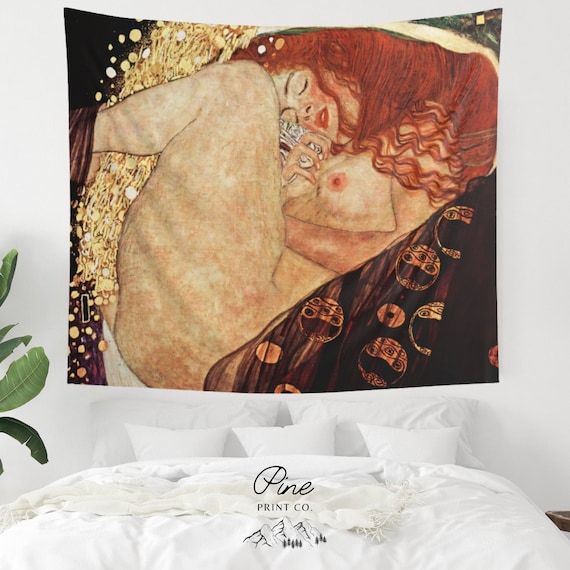 Klimt Tapestry, Woman Tapestry, Gustav Klimt, Danae, Art Nouveau, Nude Tapestry, Mythological Art, Greek Tapestry, Nude Woman, Klimt Art