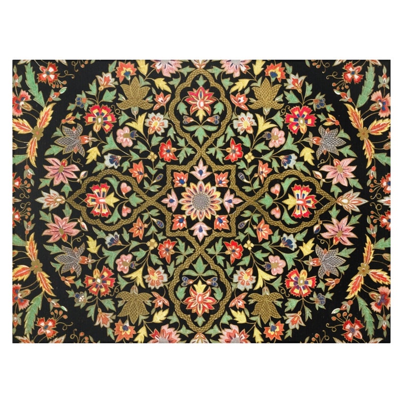 Black Area Rug Floral Rug Cottagecore Rug Mandala Rug Etsy
