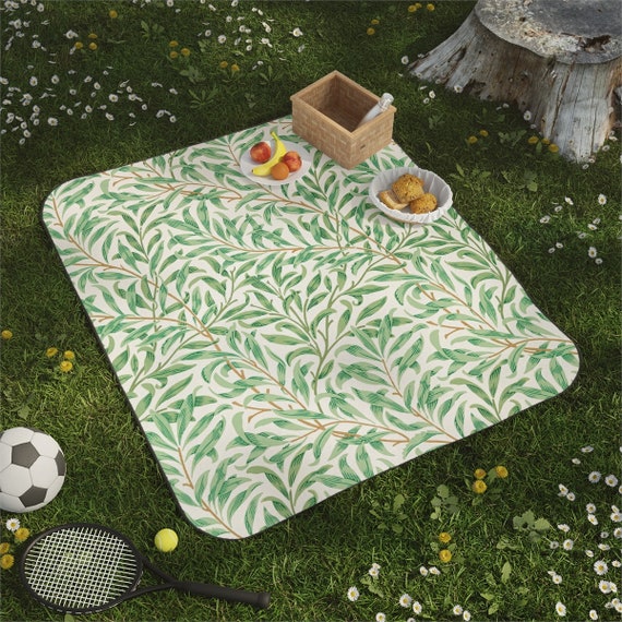 William Morris Blanket, Picnic Blanket, Green Picnic Blanket, Plant Lover Gift, Green Picnic Blanket, Beach Blanket, Blanket Carry Strap